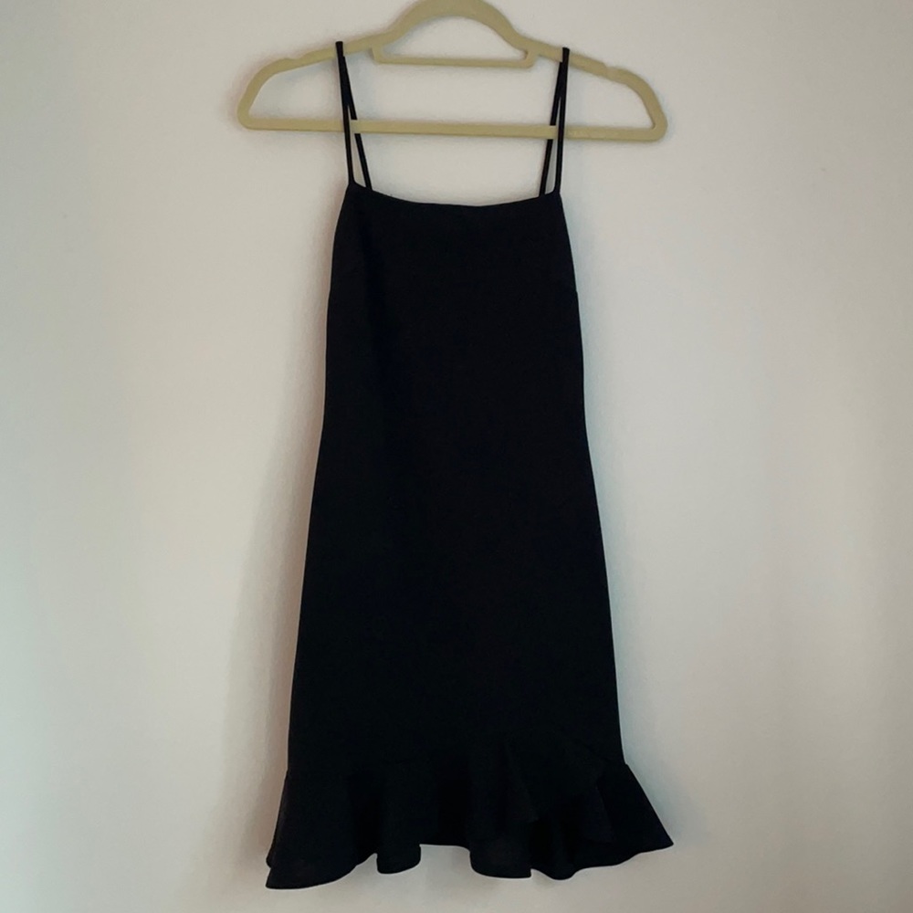 blue blush black mini dress